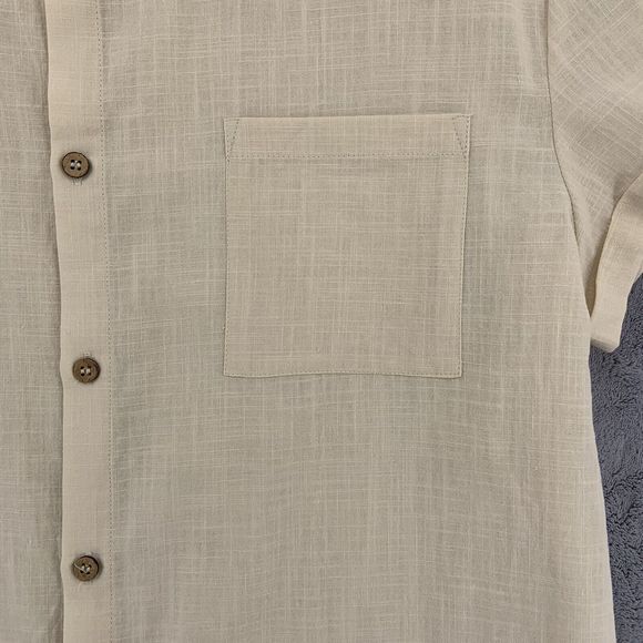 Fishpond Button Up Short Sleeve Cream Cotton Flax Short Sleeve Shirt Mens Large - Picture 4 of 12